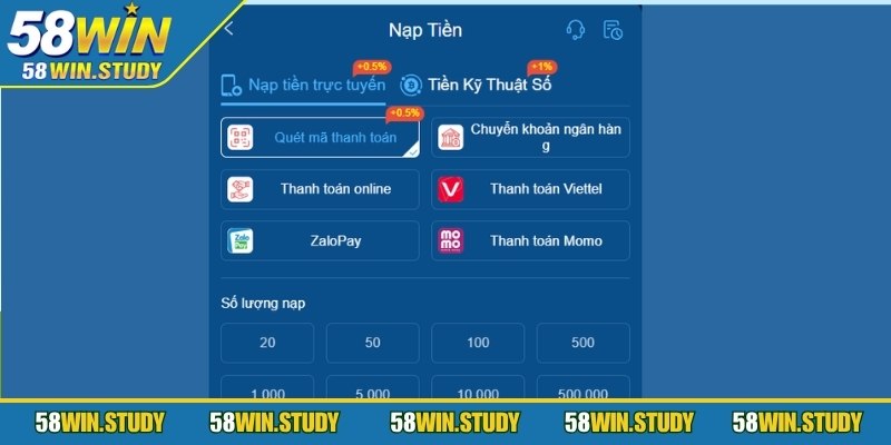 Nạp tiền 58Win đa phương thức
